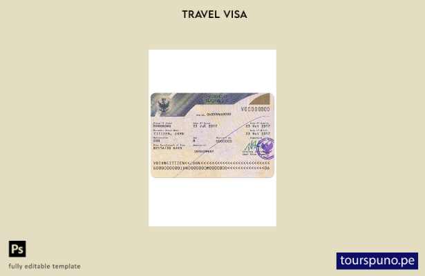 Plantilla de versión de visa de Indonesia lista para imprimir